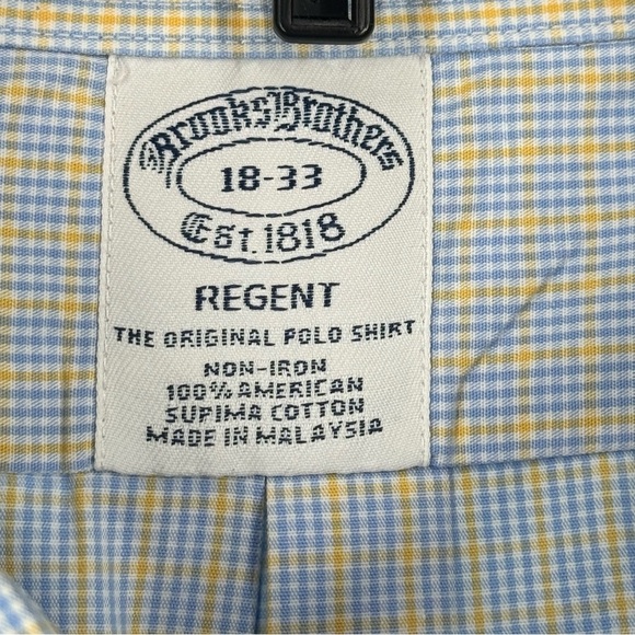 2/$25 Brooks Brothers Blue and Yellow Checkered Shirt - Picture 5 of 6